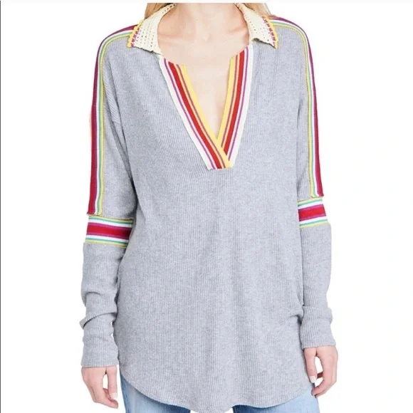 Free people feeling magical long sleeve top Gray small and medium - Picture 1 of 13